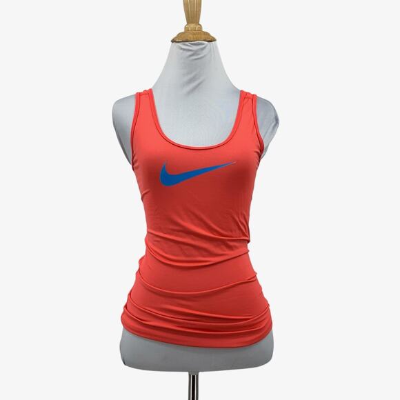 Nike Pro Tank Top Womens XS Extra Small Coral Blue Swoosh Logo Dri Fit Scoop - Picture 1 of 12